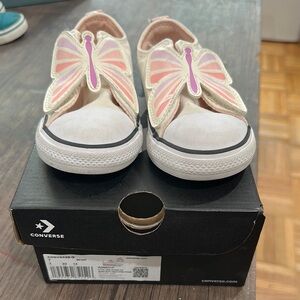 Converse Pink and White Butterfly Sneakers